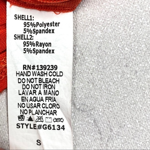 Vibrant Orange & black body suit top w/ geomagnetic black line detail - Picture 9 of 10